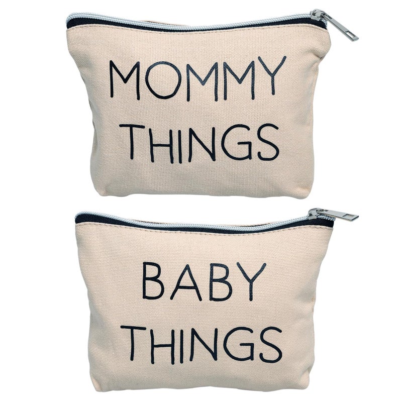 Pearhead Mommy and Baby Canvas Pouch Set, Matching Travel Cases, Mother’s Day Keepsake for New Mothers and Expecting Moms - Image 1
