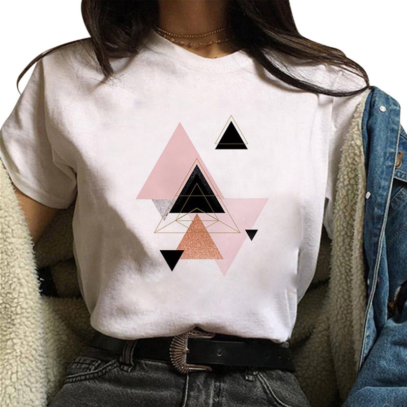 Spot Aliexpress T-Shirt Short-Sleeved Loose T-Shirt Womens Simple T-Shirt Womens Custom Logo One Piece Drop Shipping Four sleep - Image 4