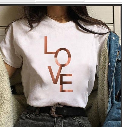 Spot Aliexpress T-Shirt Short-Sleeved Loose T-Shirt Womens Simple T-Shirt Womens Custom Logo One Piece Drop Shipping Four sleep - Image 2