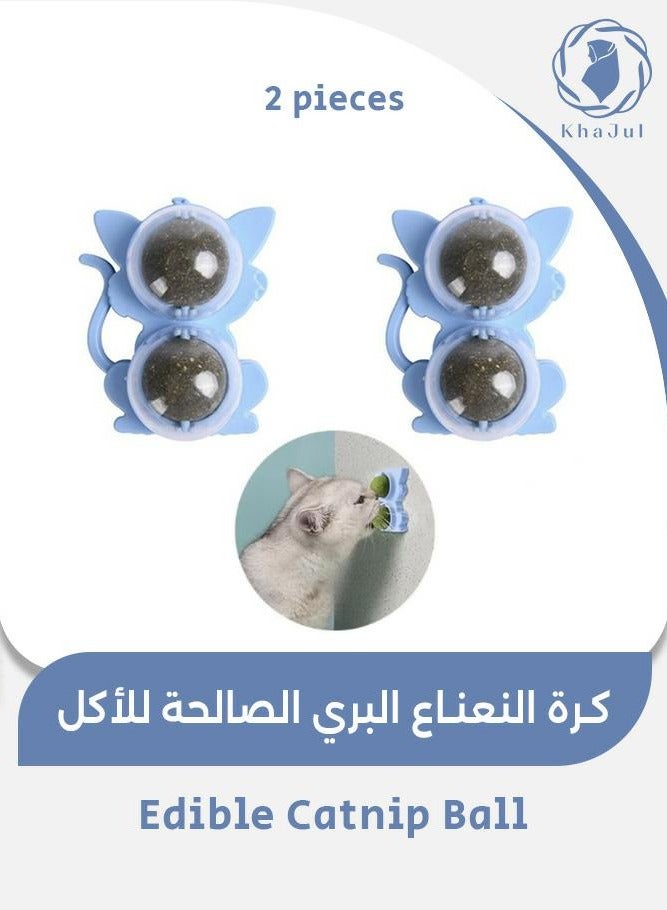 خاجول قطعتان من لعبة مضغ النعناع البري الدوارة، كرة تفاعلية على شكل سنجاب للقطط، لعبة تنظيف الأسنان، للاستخدام الداخلي - Image 1