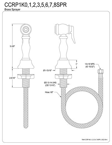 Kingston Brass CCRP1K3SPR Brass Kitchen Faucet Side Sprayer in Antique Brass - Image 3