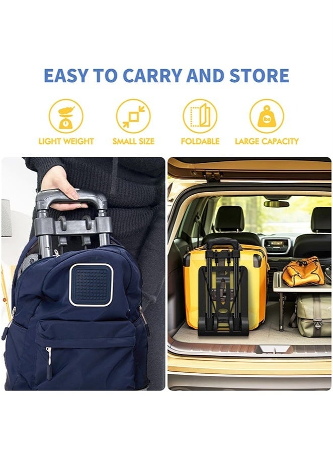 عربست عربة يدوية قابلة للطي وخفيفة الوزن وقابلة للحمل، عربة يدوية قابلة للطي بعجلتين مع حبال مرنة، عربة أدوات مدمجة مع 40 كجم/90 رطلاً شديدة التحمل بعجلتين للتنقل والسفر والتسوق والمكتب واستخدام الأمتعة - Image 4