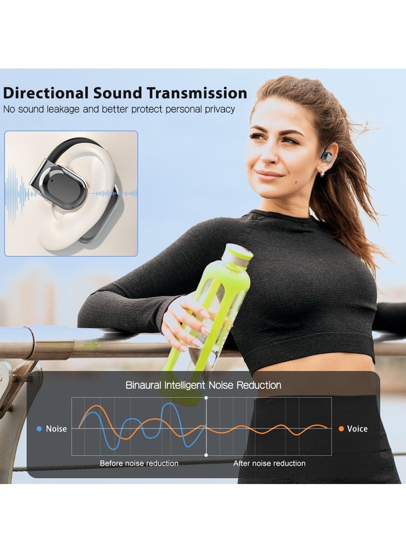 Open-ear headset with ear hook, Bluetooth 5.4 wireless earbuds with microphone, LED display, immersive stereo sound, clear calls for gym workouts, sweat-proof air conduction headset for Android iPhone - Image 2