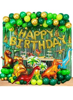 Dinosaur Party Decorations, 113 Pcs Dinosaur Birthday Party Supplies with Dinosaurs Balloons, Happy Birthday Balloons, Curtains, Dinosaur Theme Party for Kids Girls Boys Baby Shower Celebration