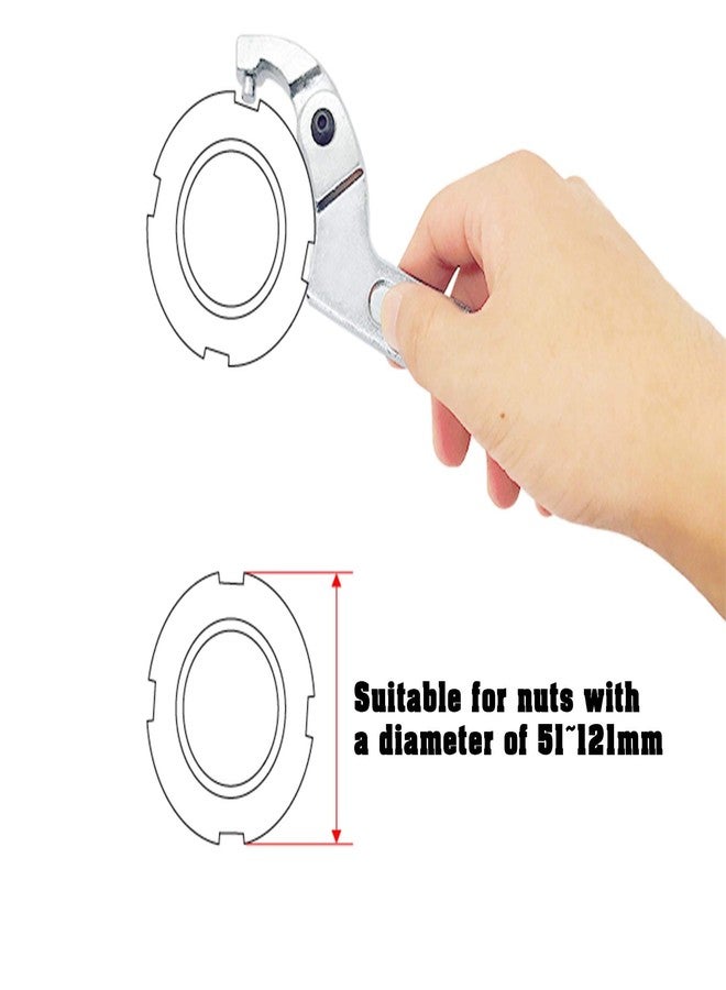 SING F LTD 51-121Mm 2-4.3/4 Inch Chrome Vanadium C Spanner Tool Adjustable Hook Wrench - Image 5