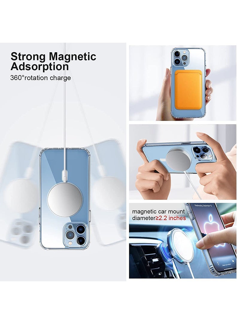 Theodor - Magnetic Case for iPhone 13 Pro Max 6.7-inch Compatible with MagSafe Wireless Charging, Shockproof Phone Bumper Cover, Anti-Scratch Clear Back (Clear) - Image 1