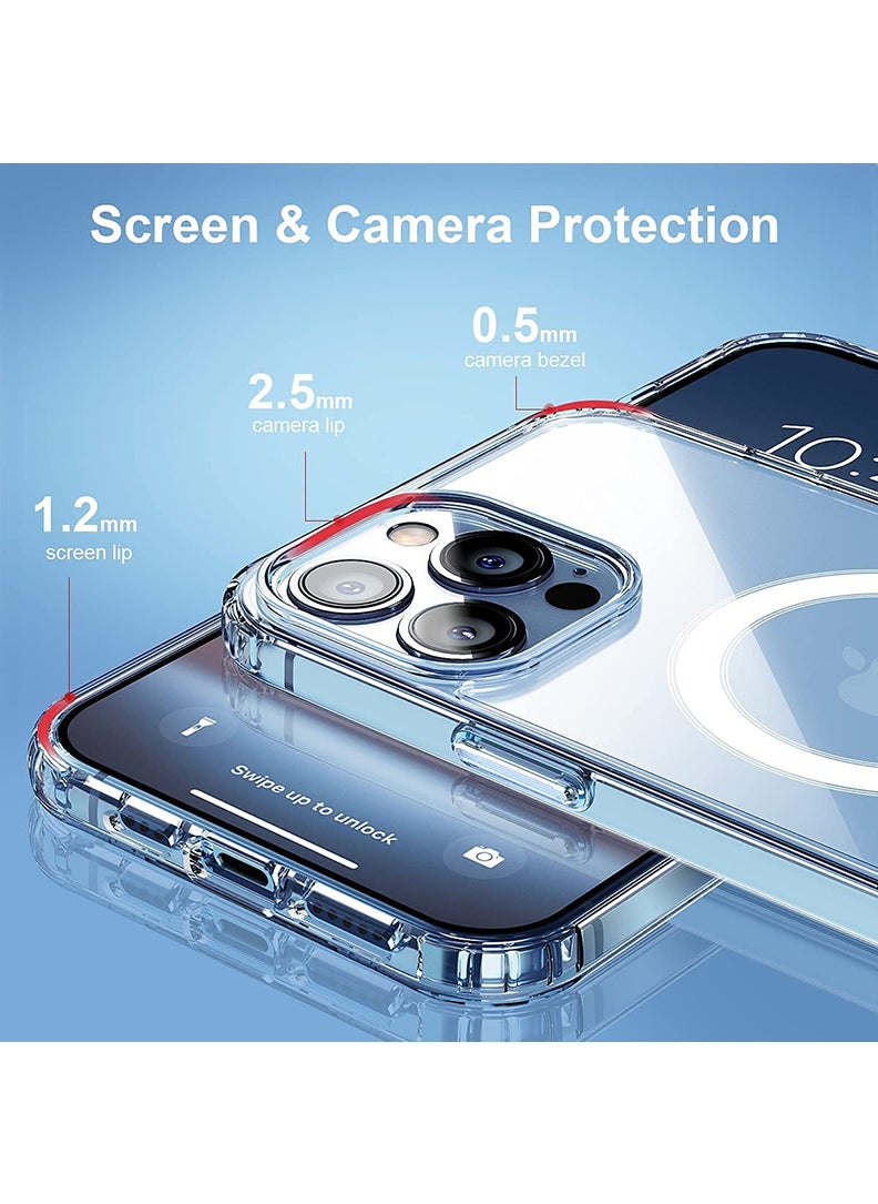 Theodor - Magnetic Case for iPhone 13 Pro Max 6.7-inch Compatible with MagSafe Wireless Charging, Shockproof Phone Bumper Cover, Anti-Scratch Clear Back (Clear) - Image 1