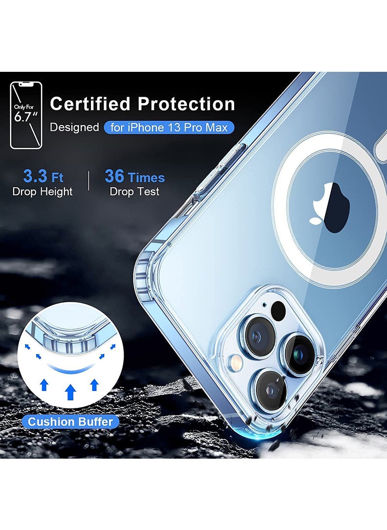 Theodor - Magnetic Case for iPhone 13 Pro Max 6.7-inch Compatible with MagSafe Wireless Charging, Shockproof Phone Bumper Cover, Anti-Scratch Clear Back (Clear) - Image 1