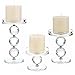 OwnMy Set of 3 Crystal Glass Pillar Candlestick Holders Votive Candle Holder Set, Clear Glass Tea Light Candle Stick - Image 2