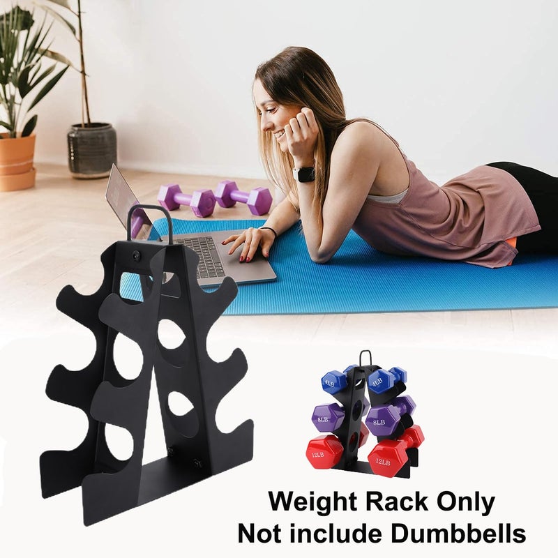 EXBTOKA 3-Tier | 4-Tier Dumbbell Rack, A-Frame Weight Stand for 5-15LB Dumbbells, Compact Space-Saving Design for Home Gym, Heavy-Duty Alloy Steel Organization Rack (Dumbbells Not Included) - Image 2