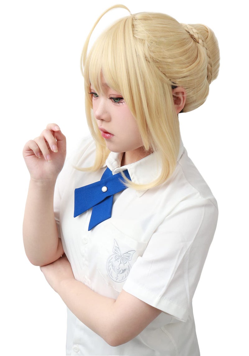 C-ZOFEK Golden Cosplay Wig with a Bun (Gold) - Image 2