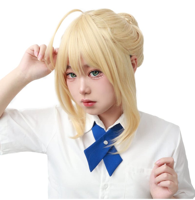 C-ZOFEK Golden Cosplay Wig with a Bun (Gold) - Image 1