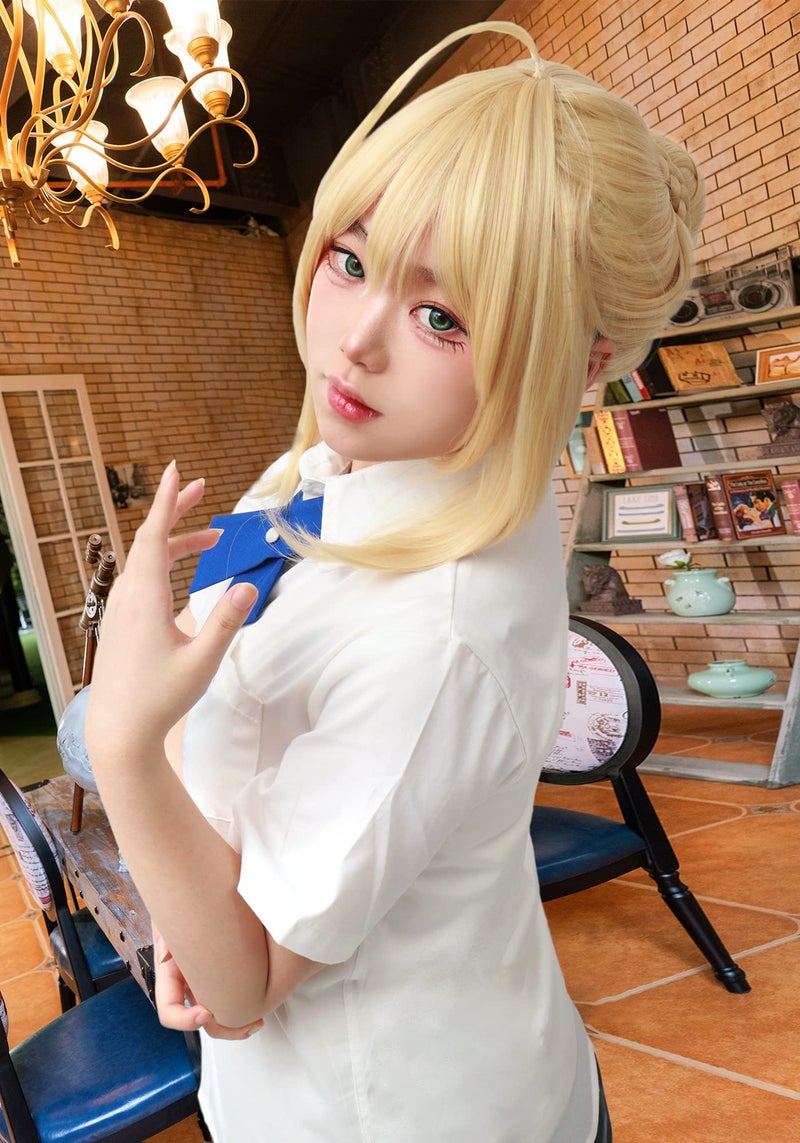 C-ZOFEK Golden Cosplay Wig with a Bun (Gold) - Image 3