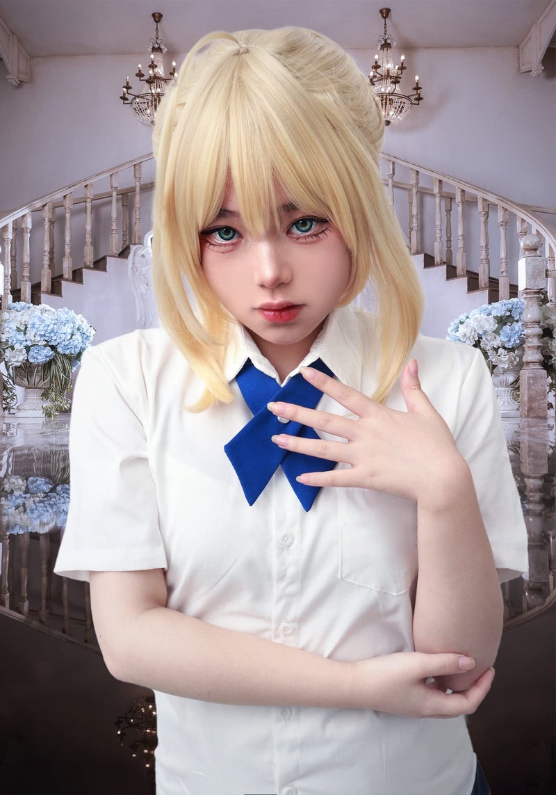 C-ZOFEK Golden Cosplay Wig with a Bun (Gold) - Image 4