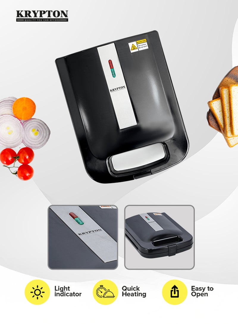 KRYPTON Powerful 1400W 4-Slice Sandwich Grill Maker with Fixed Non-Stick Plates, Temperature Control, Stainless Steel Finish & Anti-Slip Base – Ideal for Quick Meals 4 Slices 1400 W KNSM6199 Black - Image 5