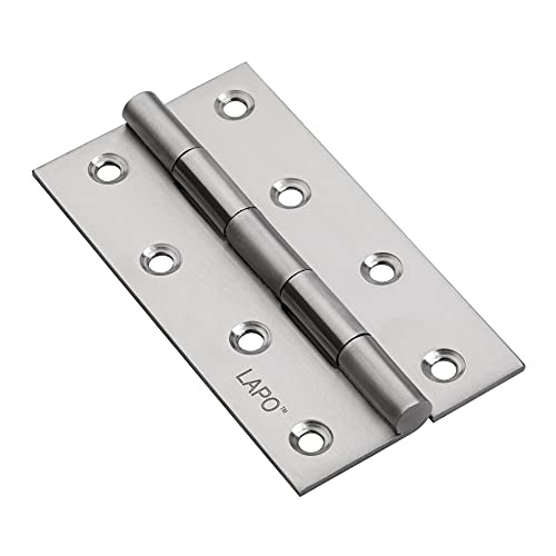 LAPO Heavy Duty Door Hinges, 5 Inch x 12 Gauge/2.5mm Thickness, Solid Stainless Steel Butt Hinges, Smooth & Stable Operation, Suitable for Home & Office Doors, 5 Years Warranty, Matt Finish, Pack of 4 - Image 4