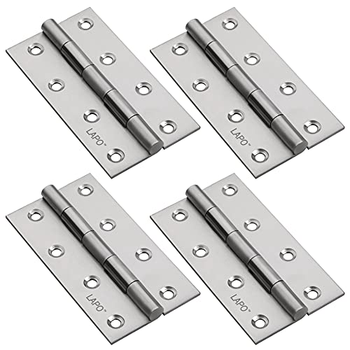 LAPO Heavy Duty Door Hinges, 5 Inch x 12 Gauge/2.5mm Thickness, Solid Stainless Steel Butt Hinges, Smooth & Stable Operation, Suitable for Home & Office Doors, 5 Years Warranty, Matt Finish, Pack of 4 - Image 1