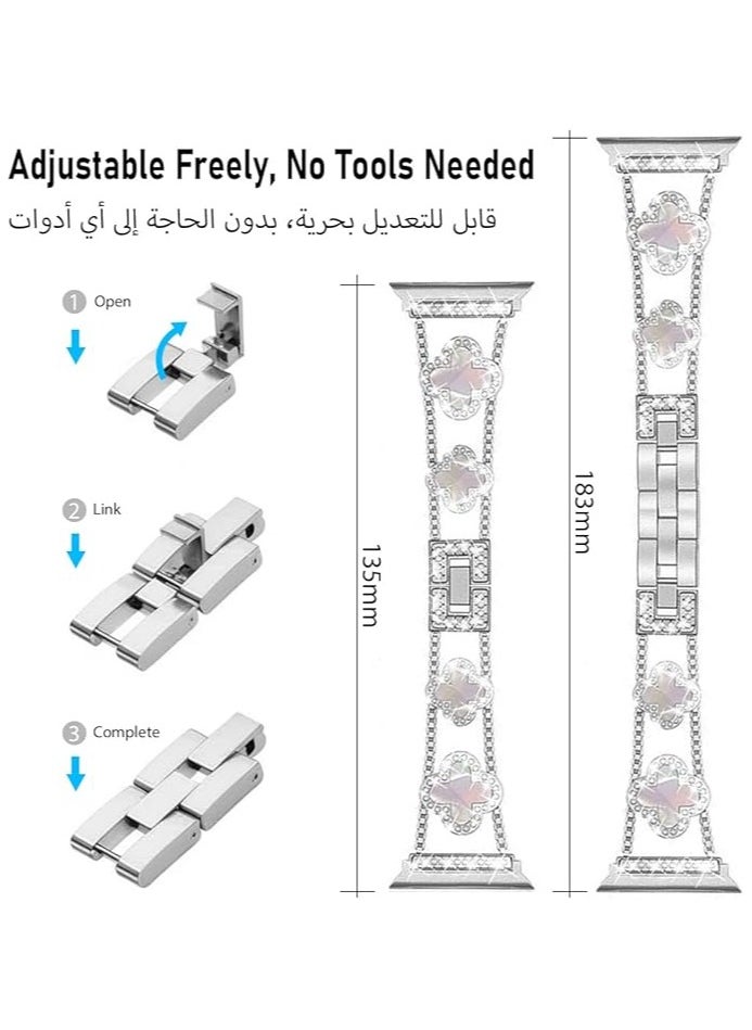 Generic - Smartwatch Strap ,Sparkling Diamond Metal Band  for Apple Watch Series 9/8/7/6/5/4/3/2/1SE/Ultra ， Fits Women's Sizes 38mm 40mm 41mm 42mm 44mm 45mm 49mm - Image 1