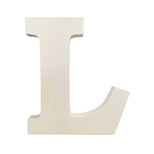 SMARTCAREWOOD Wooden L Letter- English Upper Case Alphabets Cutouts for Art and Craft Work (L_White_15x2.5 Cm) - Image 1