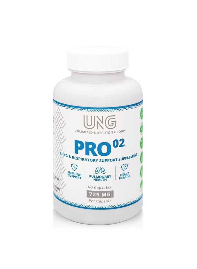 Generic UNLIMITED NUTRITION GROUP UNG Pro-O2 Lung & Respiratory Support Supplement 725 MG 60 Capsules - Natural Herbal Blend Supports Better Breathing & Promotes Optimal Lung & Bronchial Health - Image 1