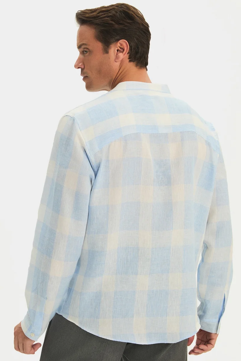 جون Exclusive Men's Regular Fit Linen Judge Collar Shirt