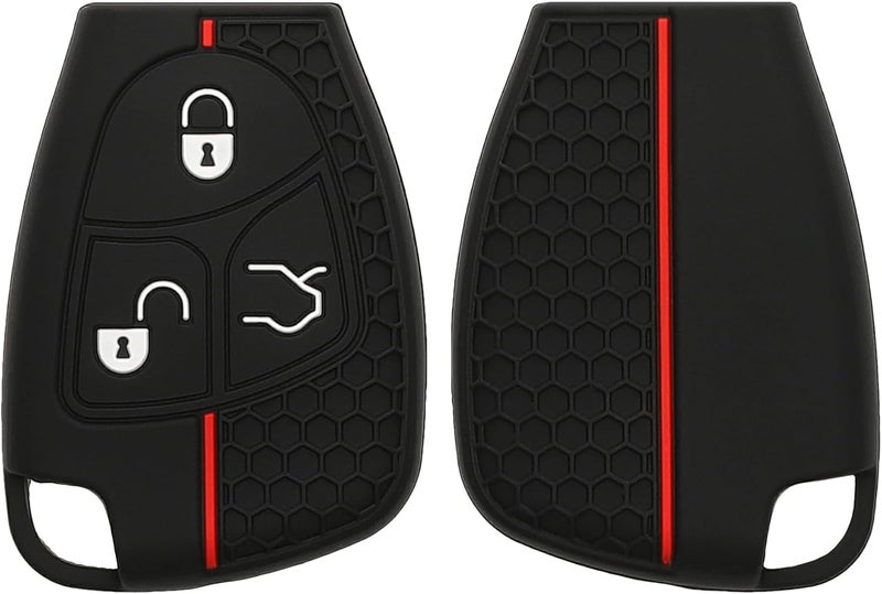 kwmobile Silicone Car Key Cover for Mercedes-Benz 2-3 Button Key - Black/Red - Image 1