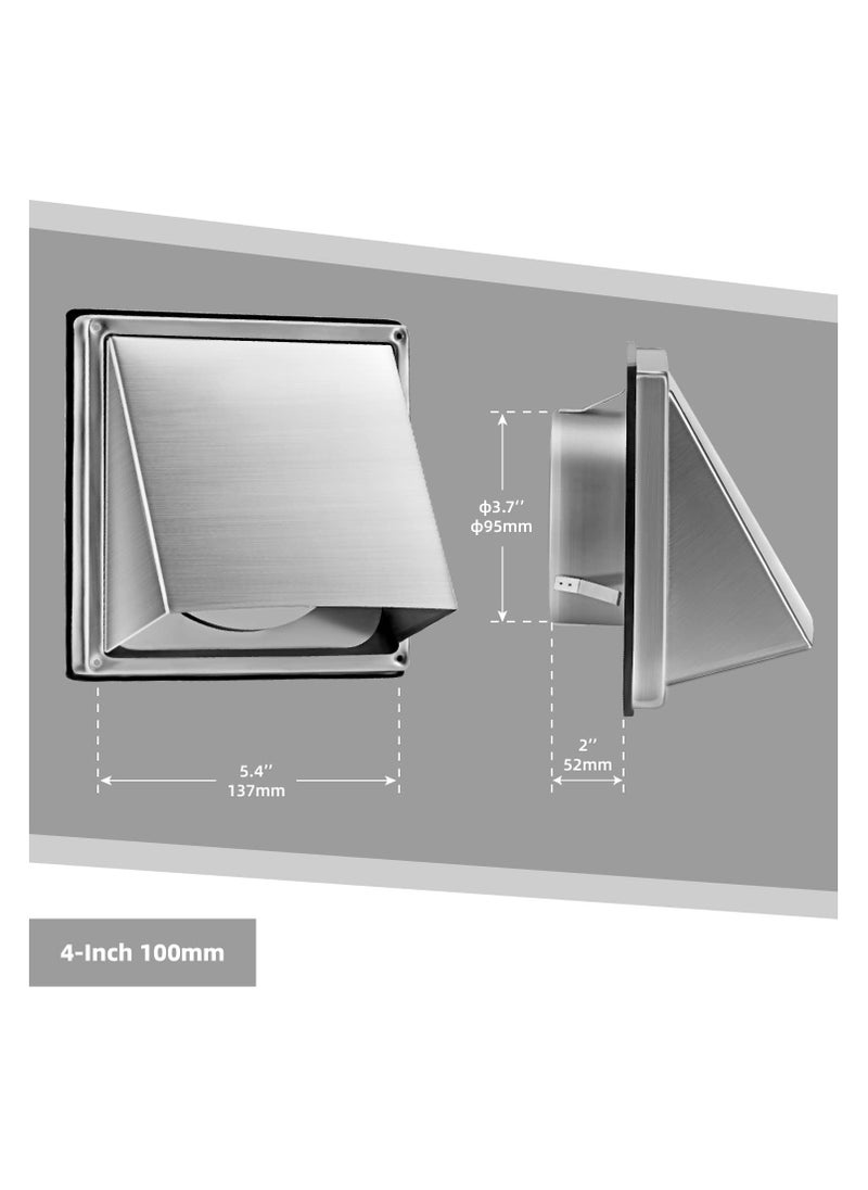 Captaintech 4 Inch Stainless Steel Air Vent Covers, External Walls Extractor Fan Exhaust Outlet Vent Cover  - Image 5