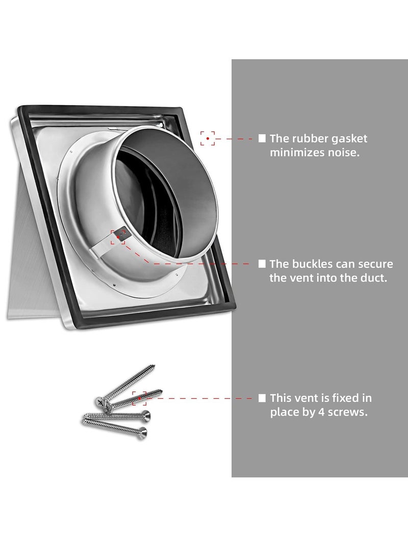 Captaintech 4 Inch Stainless Steel Air Vent Covers, External Walls Extractor Fan Exhaust Outlet Vent Cover  - Image 4
