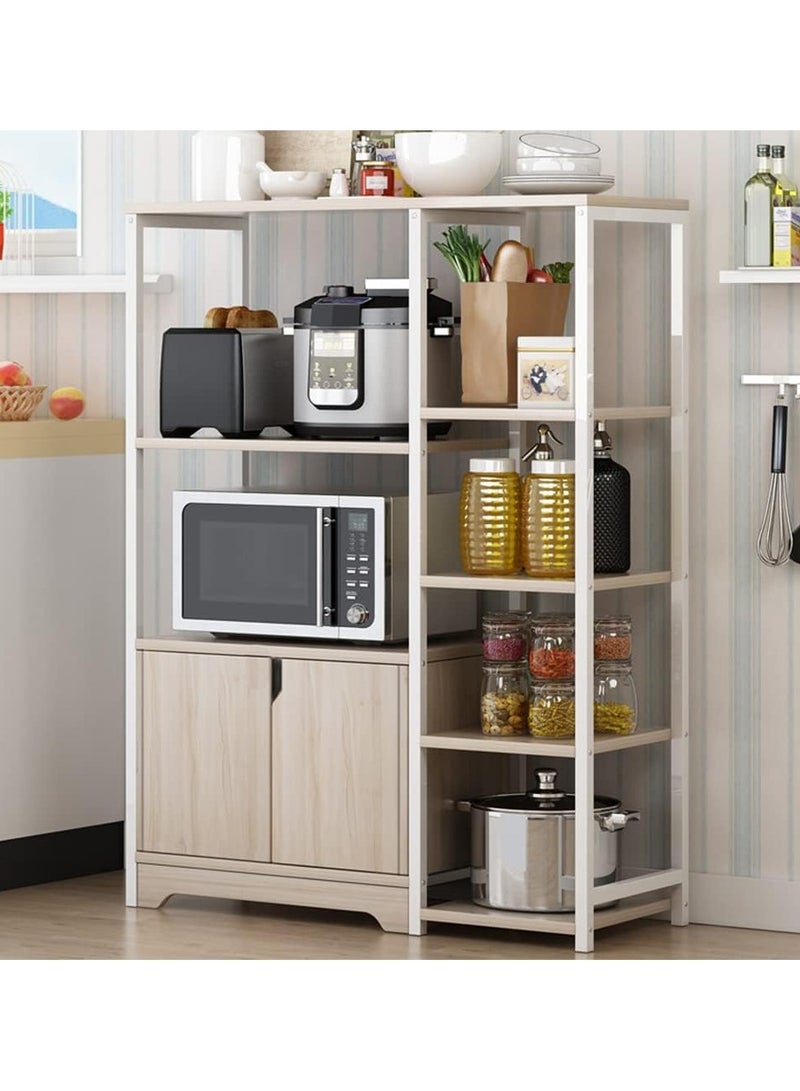 DubaiGallery Kitchen Storage Shelf Microwave Oven Stand Rack Spice Organizer 4-Tier,Baker Storage Rack with Cabinet for Home Hotel Living Room Bathroom Office - Image 1