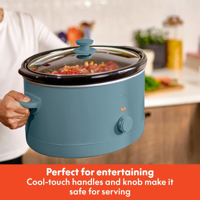bella 6.0 Qt Manual Slow Cooker, Ceramic Nonstick Coating, 3 Temperature Settings, Dishwasher Safe Stoneware Pot and Tempered Glass Lid, Cool Touch Handles & Tangle Free Cord Wrap, Surf - Image 5