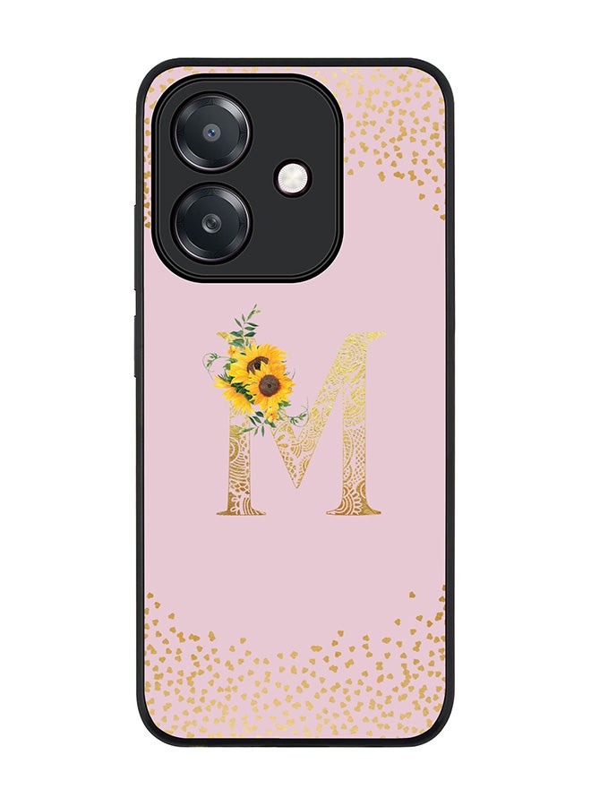 Stylizedd For Oppo A5i Case,Slim fit Camera Protection, Shockproof Thin Phone cover  - Custom Floral Monogram - M  (Pink )