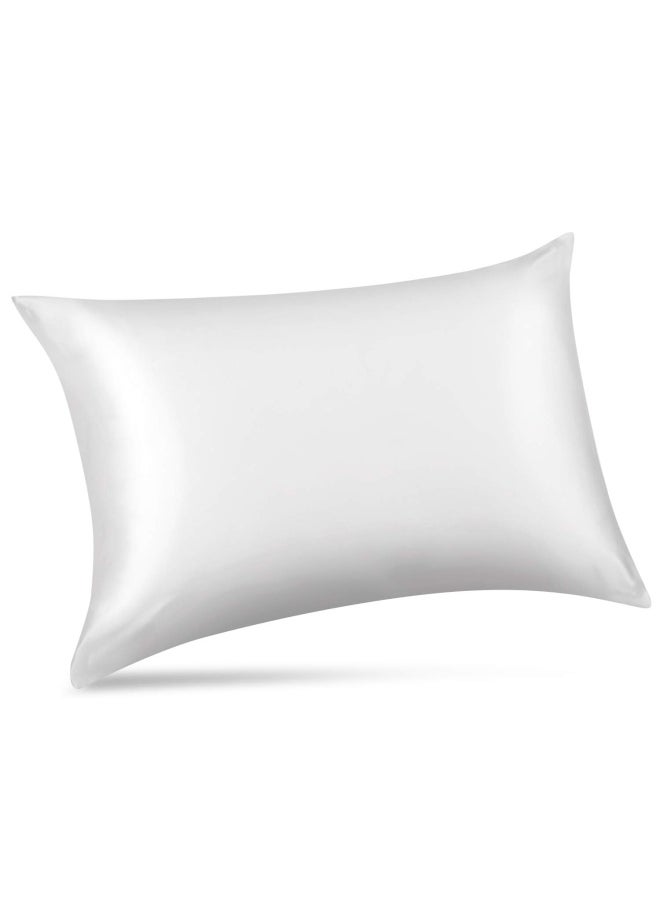 ALASKA BEAR Silk Pillowcase For Hair And Skin 100 Mulberry Silk Pillow Cases King Size For Bliss Sleep With Random Color Scrunchy Gift Set Better Than Poly Satin Zipper Closure 1Pc Cool White  - Image 2
