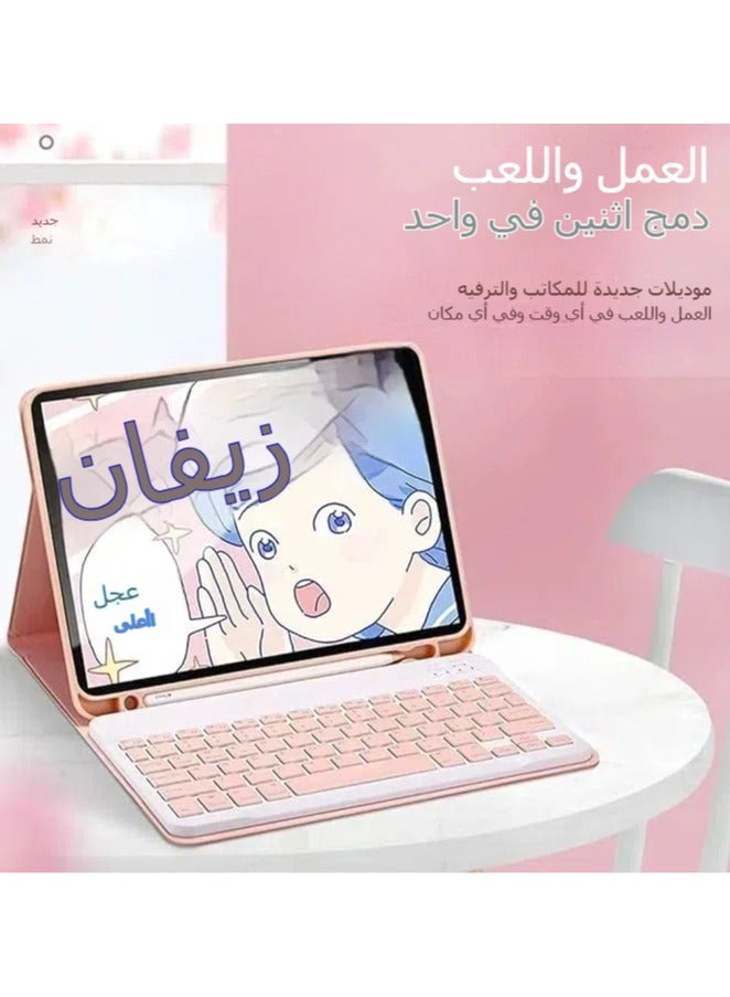 general Arabic and English Keyboard Case  for Galaxy Tab S7 FE 12.4 inch, Lightweight Smart Cover with Detachable Keyboard  & Pencil Holder - Image 3