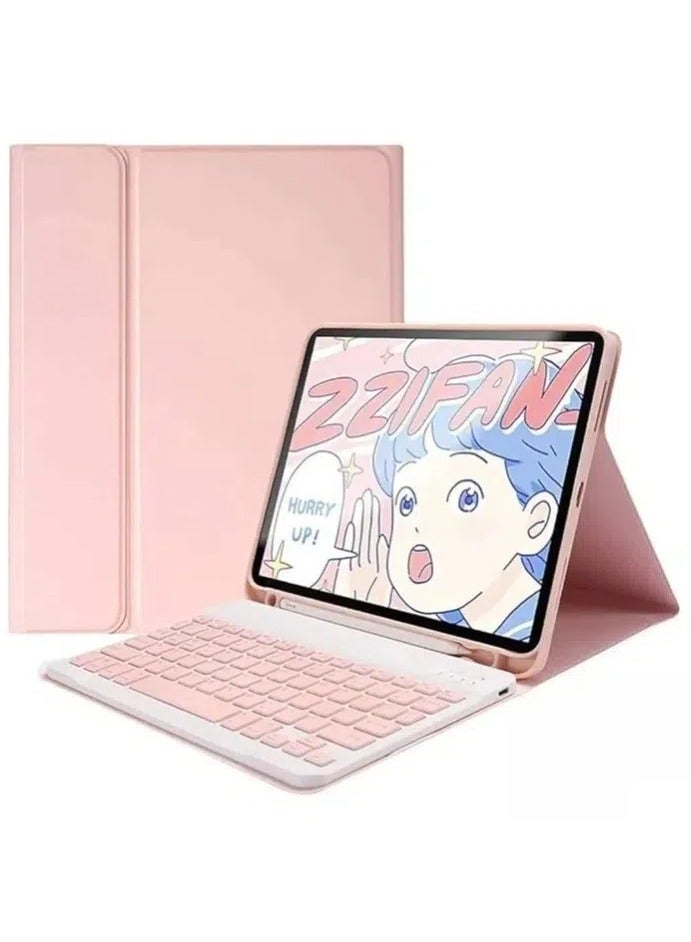 general Arabic and English Keyboard Case  for Galaxy Tab S7 FE 12.4 inch, Lightweight Smart Cover with Detachable Keyboard  & Pencil Holder - Image 1