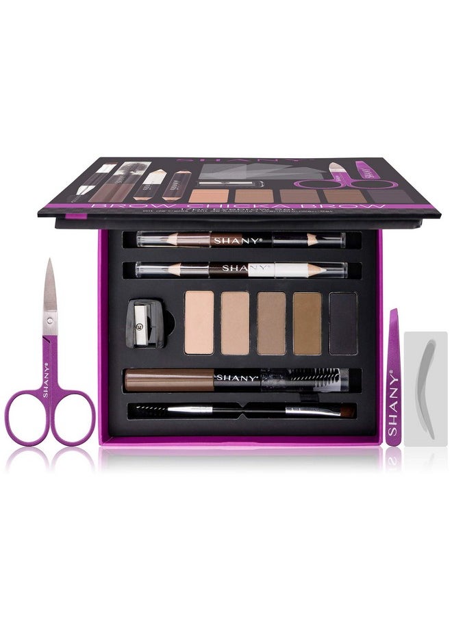 Shany Brow Chicka Brow Eyebrow Set 17 Piece Eyebrow Makeup Kit With Brow Powder Brow Gel Dual Ended Pencils Stencils Scissors And Tweezers All Hair Colors  - Image 2