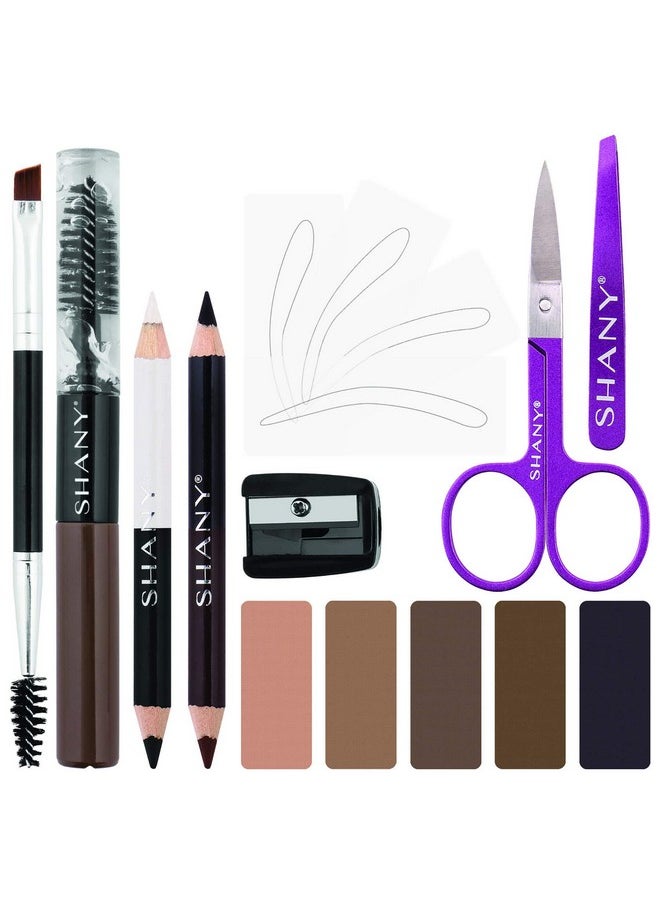 Shany Brow Chicka Brow Eyebrow Set 17 Piece Eyebrow Makeup Kit With Brow Powder Brow Gel Dual Ended Pencils Stencils Scissors And Tweezers All Hair Colors  - Image 3