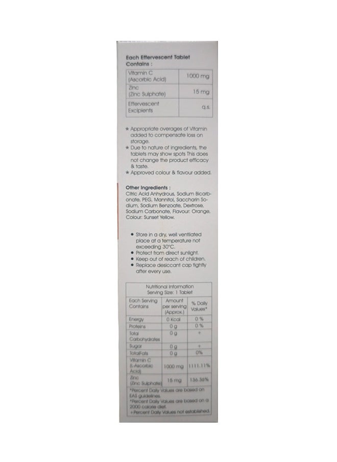 Vit C Zinc Effervescent High Strength Vitamin C 1000 Mg Immunity Booster With Zinc
