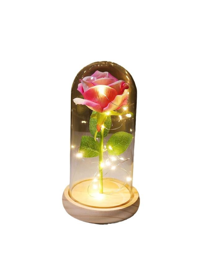 Bluejw Eternal Flower Glass Cover Simulation Rose Flower Ornaments Night Light Creative Christmas Valentine's Day Tanabata Festival Creative Gift - Image 5