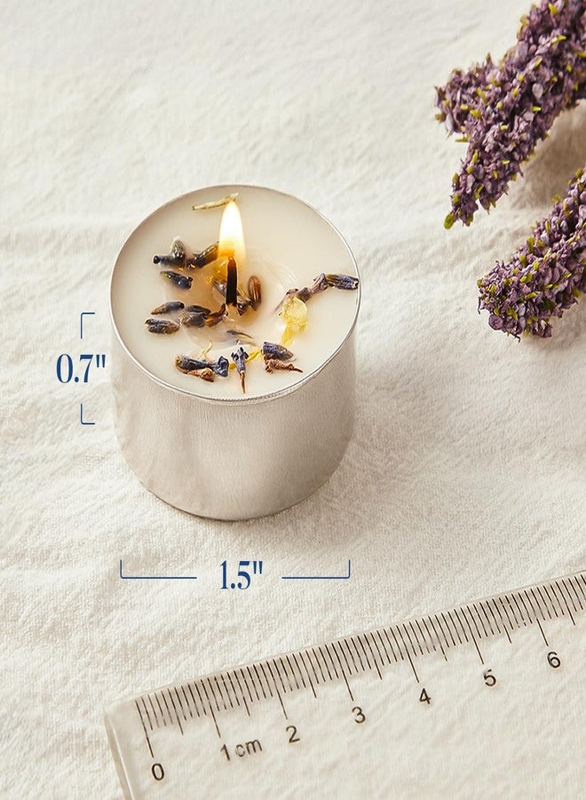 Crenovo شموع صغيرة معطرة برائحة اللافندر من كرينوفو، 16 قطعة، تدوم من 6 إلى 7 ساعات، مصنوعة من شمع الصويا ومزينة بتلات زهور مجففة، شموع صغيرة غير سامة وخالية من الدخان، مثالية لحفلات الزفاف، ديكور المنزل، والمنتجعات الصحية. - Image 2