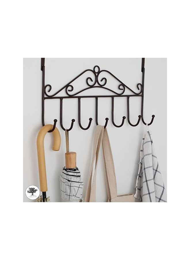 promass Over the Door Hooks,Stainless Steel Closet Hanger Rack, 7 Hooks Black Metal Hanging Storage Holder Organizer for Coats, Hats, Robes, Purses, Scarves, Clothes - Image 3