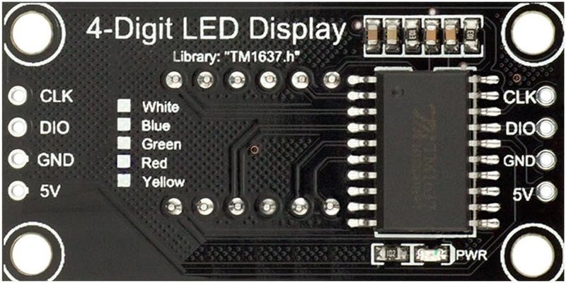 diymore M1637 5 Packs Red/Green/White/Yellow/Blue Colors TM1637 0.56" LED Display Digital Tube 7 Segment 4 Digit Clock Double Displays Dots Module Serial Driver Board(5 Colors) - Image 3