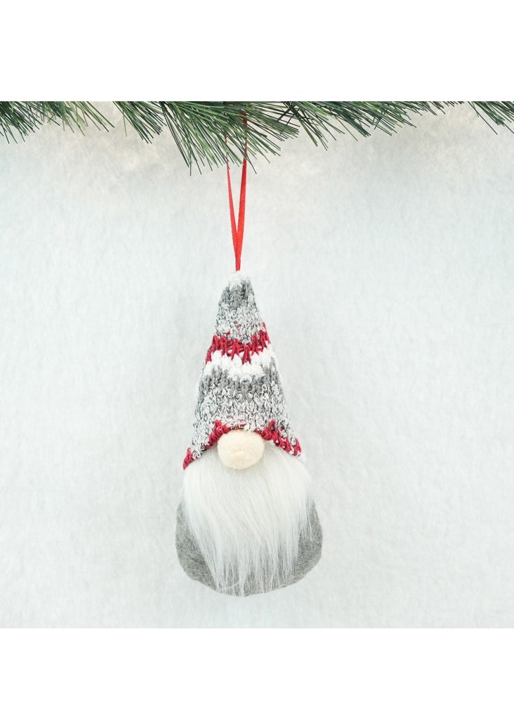 xozgdovg Short legged snowman doll ornaments gift hanging red gray velvet stripes 
