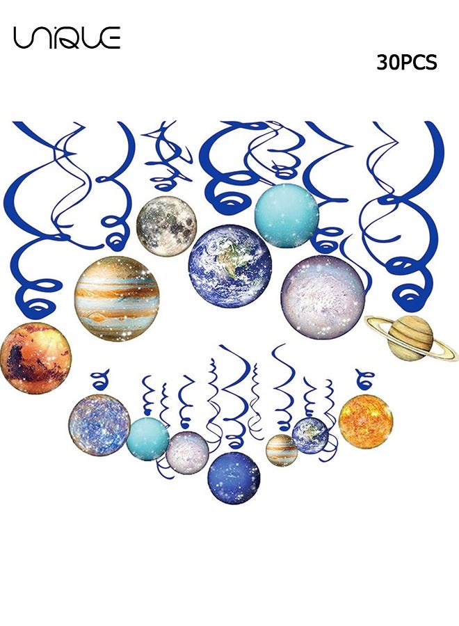 Unique 30PCS Space Hanging Decor, Solar System Hanging Swirl Party Supplies, Space Happy Birthday Banner for Boys Girls Kids, Space Themed Planets Party Favor Supplies, Birthday Party Decoration - Image 1