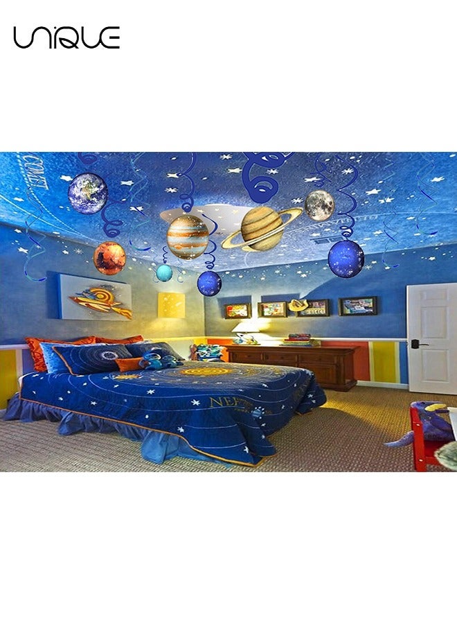 Unique 30PCS Space Hanging Decor, Solar System Hanging Swirl Party Supplies, Space Happy Birthday Banner for Boys Girls Kids, Space Themed Planets Party Favor Supplies, Birthday Party Decoration - Image 4