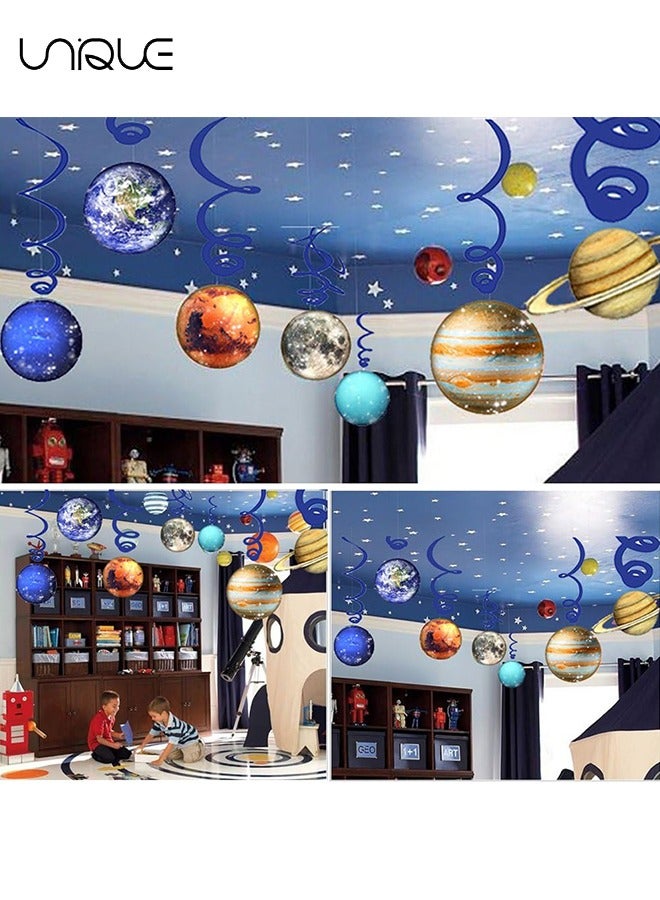 Unique 30PCS Space Hanging Decor, Solar System Hanging Swirl Party Supplies, Space Happy Birthday Banner for Boys Girls Kids, Space Themed Planets Party Favor Supplies, Birthday Party Decoration - Image 5
