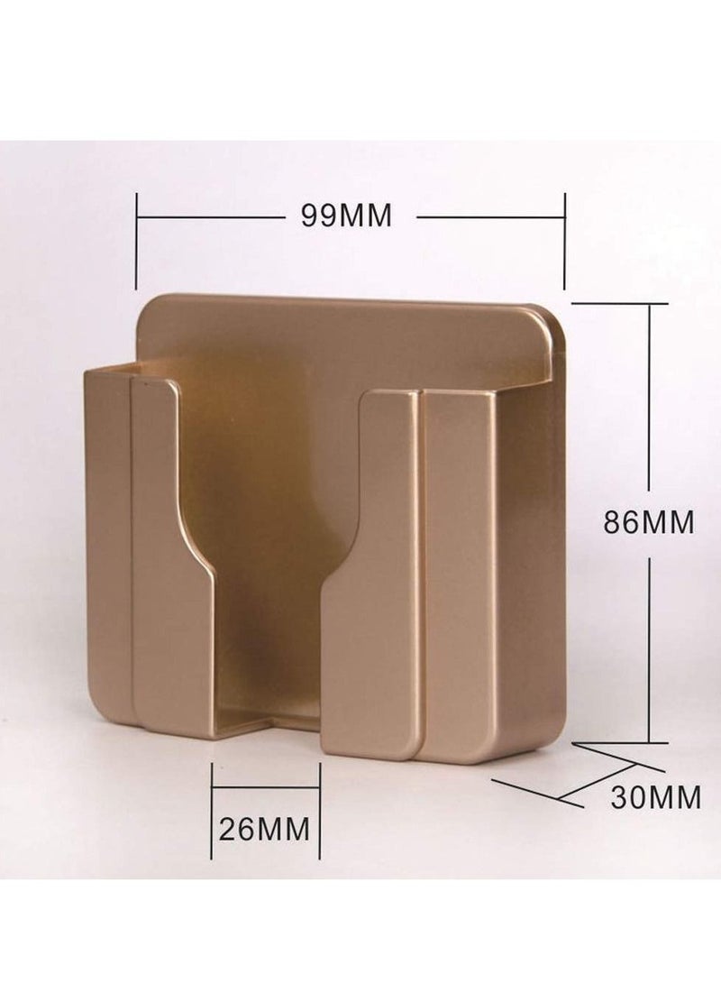 6Pcs Wall Phone Holder, Remote Control Storage Box Charging Rack for Mobile Phone , Wall-Mounted Storage Box for TV Remote Control Air Conditioner Remote Control Phone (White, Grey and Gold) - Image 2