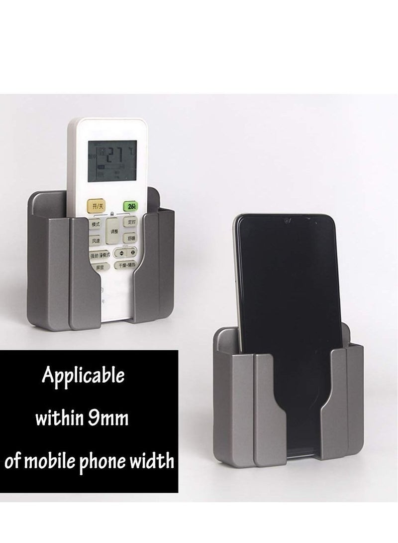 6Pcs Wall Phone Holder, Remote Control Storage Box Charging Rack for Mobile Phone , Wall-Mounted Storage Box for TV Remote Control Air Conditioner Remote Control Phone (White, Grey and Gold) - Image 5