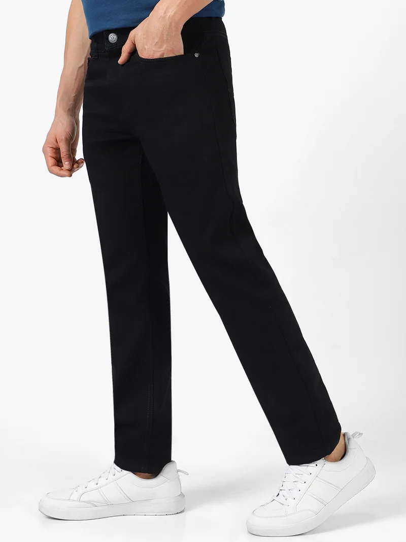 Urbano Fashion Men's Black Regular Fit Washed Jeans Stretchable