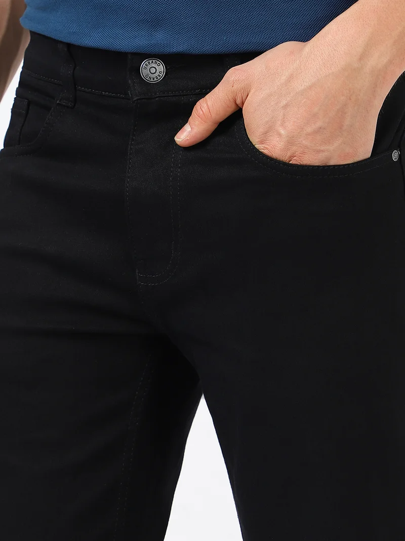 Urbano Fashion  Urbano Fashion Men's Black Regular Fit Washed Jeans Stretchable for Men | Best Price UAE