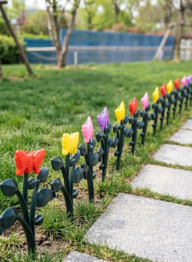 Bukela Garden Fence, Decorative Plastic Edging Borders for Yard, Flower Bed, Tree Ring – Colorful Landscape Picket, Easy Install, Weather-Resistant, Lawn Outdoor Garden Decor - Image 1